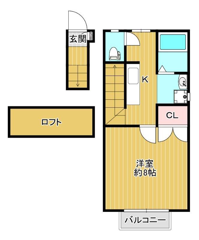 モーリア(1K/2階)の間取り写真