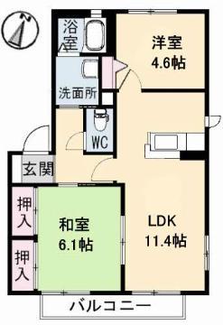 エンジェルハイツ(2LDK/2階)の間取り写真