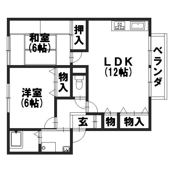 ベルメゾン(2LDK/2階)の間取り写真