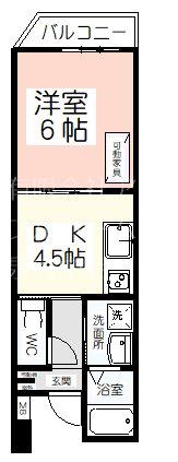 カドモト三国ヶ丘(1DK/6階)の間取り写真
