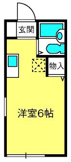 アサヒレジデンス(ワンルーム/1階)の間取り写真