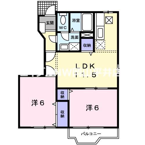 ジュネスコートT(2LDK/1階)の間取り写真