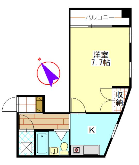 WAKOMECビル(1K/4階)の間取り写真