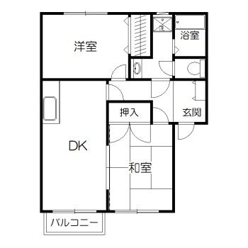 ウィスタリア 21(2DK/2階)の間取り写真