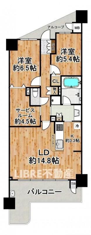 リバーガーデンシティさくらの丘(2SLDK/15階)の間取り写真