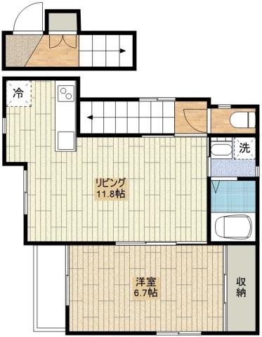 東武東上線 上福岡駅 徒歩4分 2階建 築3年(1LDK/2階)の間取り写真