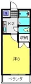 サンヴィレッジ(1K/1階)の間取り写真