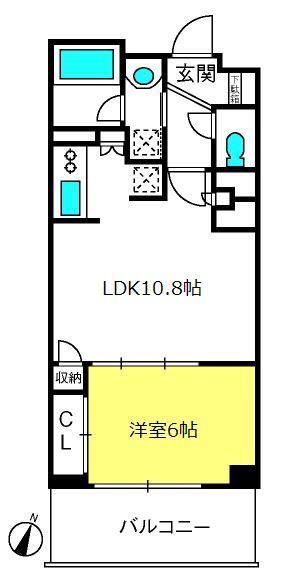 ドゥーエ大宮(1LDK/9階)の間取り写真