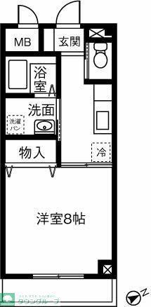 フォアサイトYUKI(1K/1階)の間取り写真