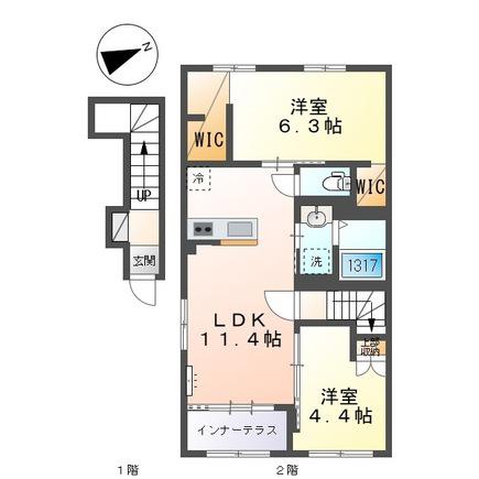 港区東茶屋アパート(2LDK/2階)の間取り写真