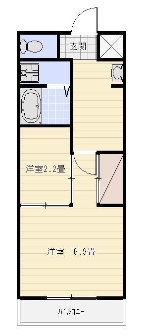ゴールドサークル小松II(1DK/5階)の間取り写真