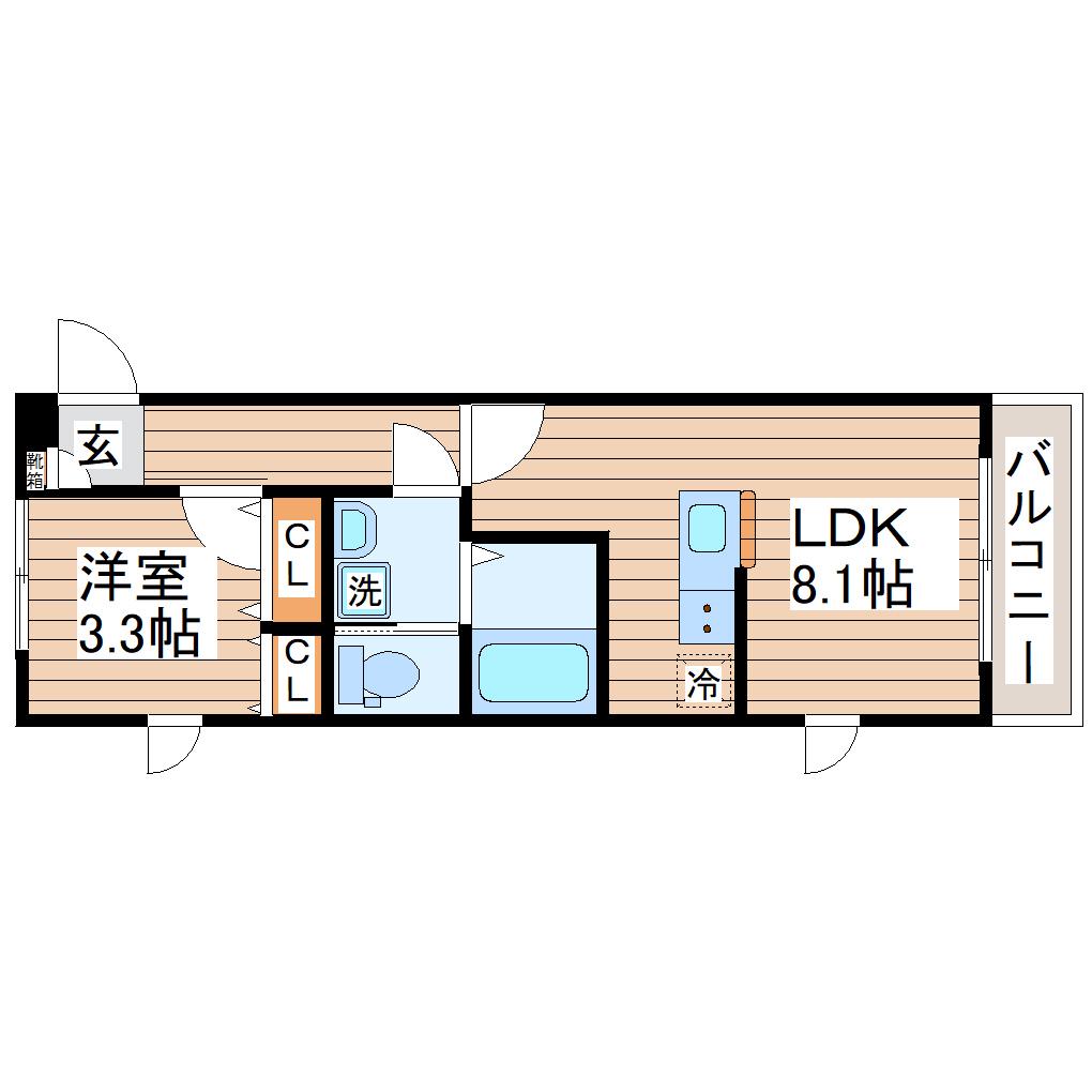 ガス割第18弾河原町AP(1LDK/2階)の間取り写真