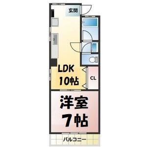 高見かえでビル(1LDK/3階)の間取り写真