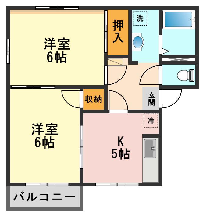 セントラルハイツ(2DK/2階)の間取り写真