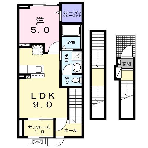 メルグランデ(1LDK/3階)の間取り写真
