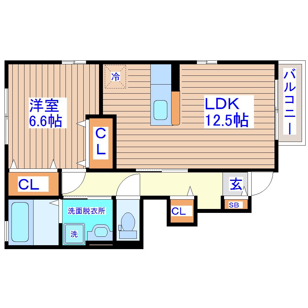 セジュール A(1LDK/1階)の間取り写真