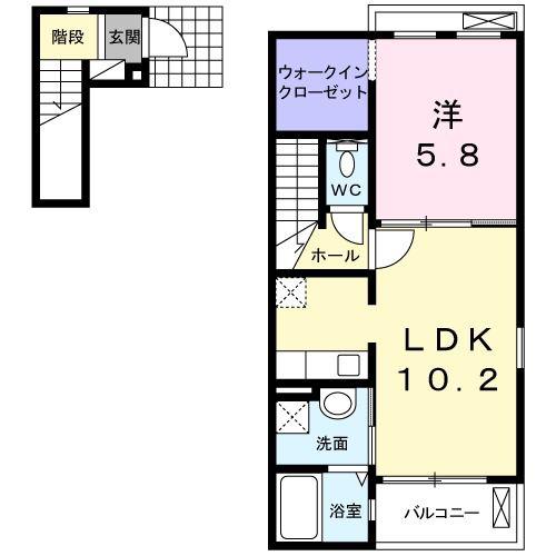 メルベイユ(1LDK/2階)の間取り写真