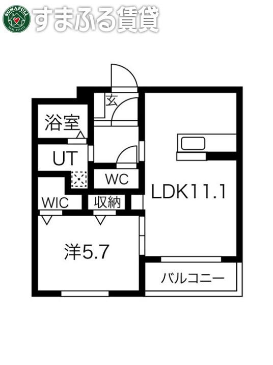 ドッグパウズ戸崎(1LDK/3階)の間取り写真