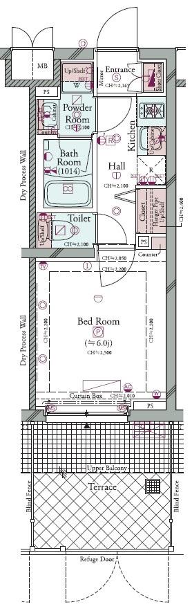 コンシェリア横濱山手 THE RESIDENCE(1K/1階)の間取り写真