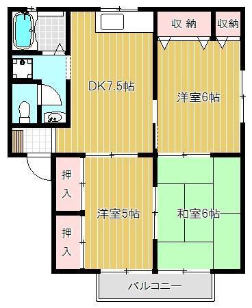 グリーンシャルマンC棟(3DK/2階)の間取り写真