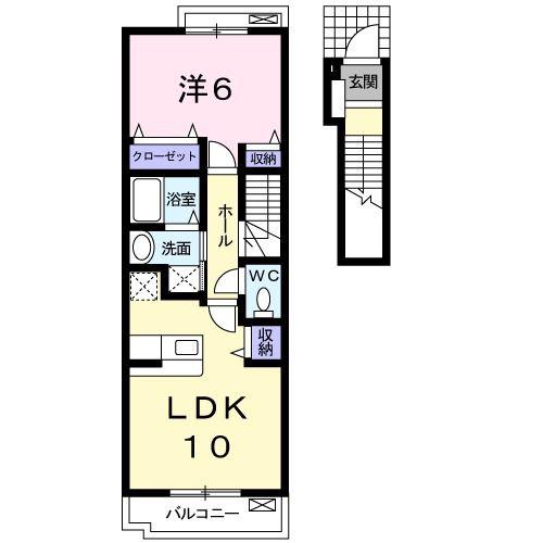 ファイン.スペ-ス(1LDK/2階)の間取り写真