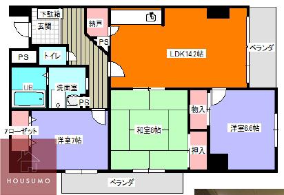 ルノーブル(3LDK/4階)の間取り写真