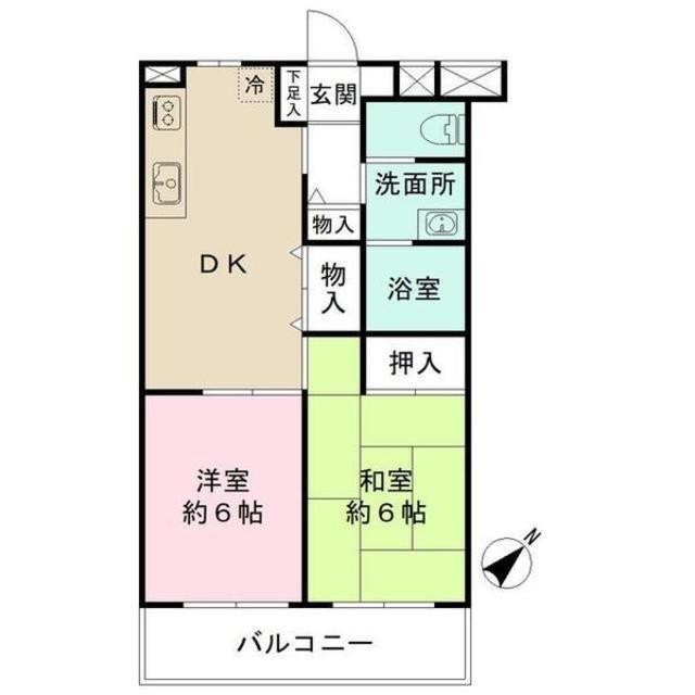 メゾンディボワール(2LDK/3階)の間取り写真