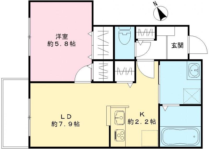 メゾン・ココン(1LDK/2階)の間取り写真