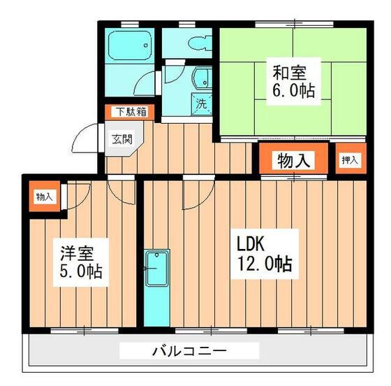 パストラルハイム 1号棟(2LDK/1階)の間取り写真