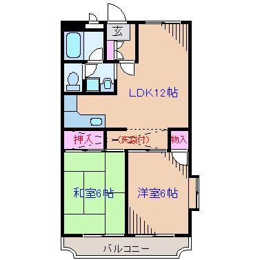 グリーンリーブス大倉山(2LDK/4階)の間取り写真
