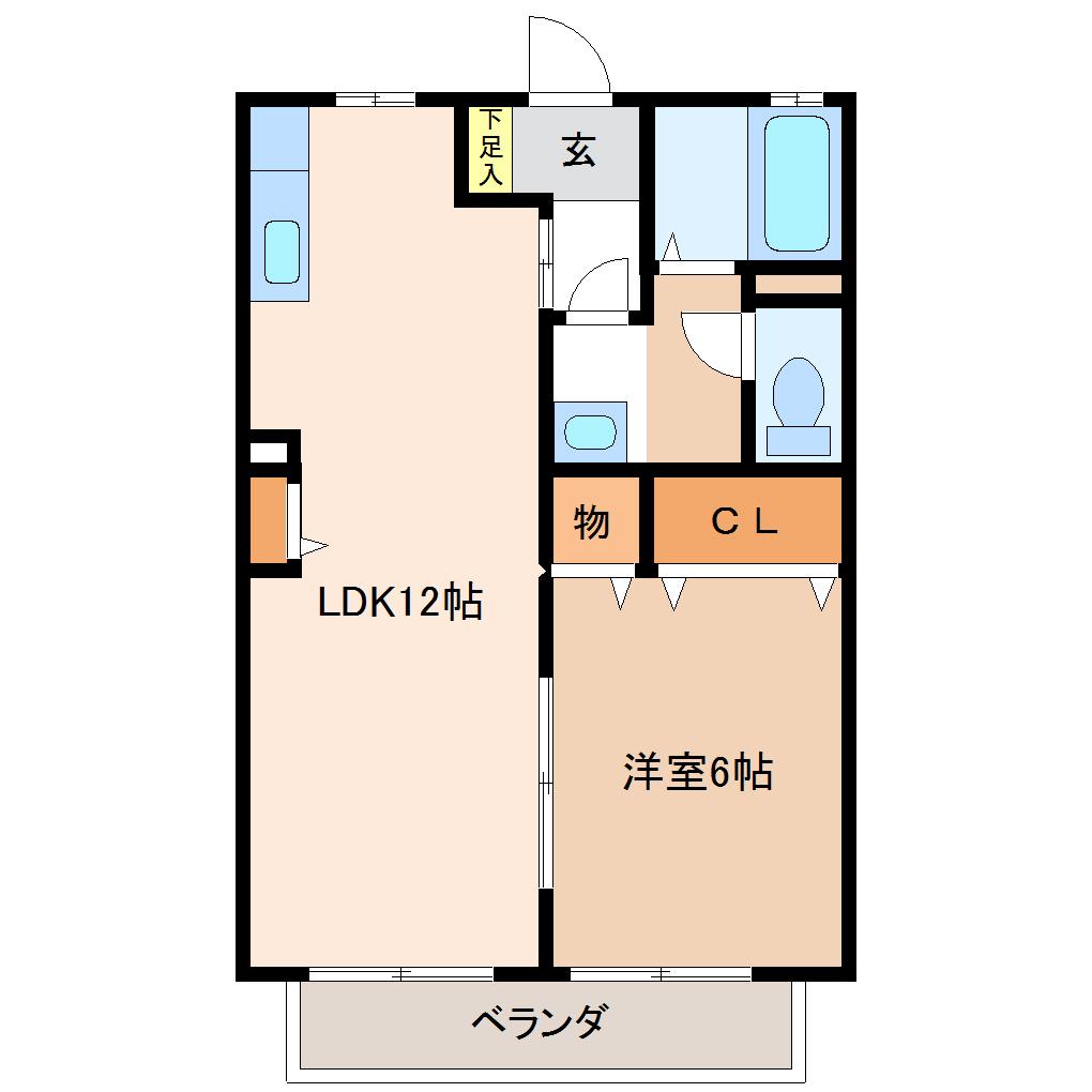 コーポアルプス(1LDK/1階)の間取り写真