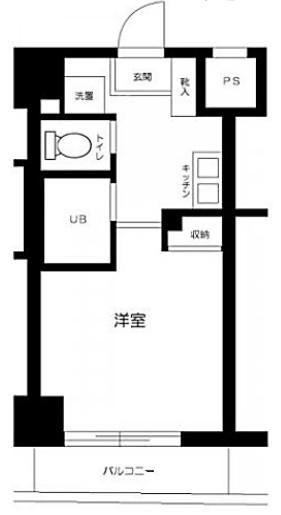 スカイコート銀座東(1K/4階)の間取り写真