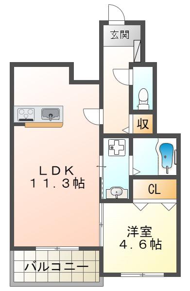 Y`Sテラス(1LDK/1階)の間取り写真