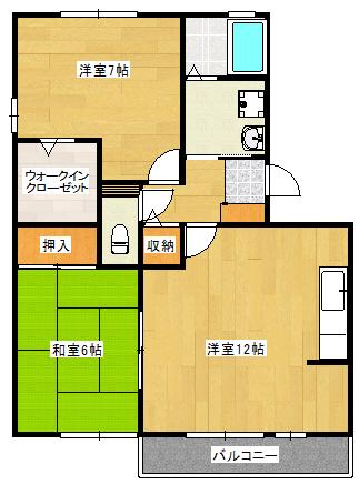 セジュールS(2LDK/2階)の間取り写真