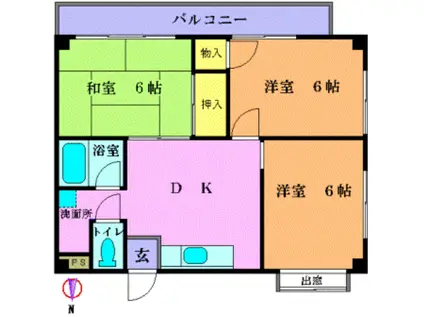 オリエンタルホーム木村(3DK/2階)の間取り写真