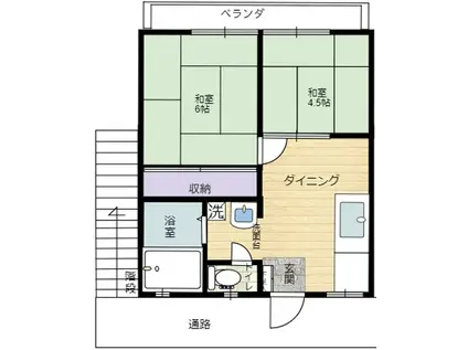 サンハイツ徳倉A(2DK/2階)の間取り写真