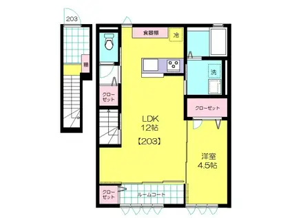 ブラン クレール(1LDK/2階)の間取り写真