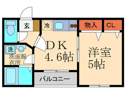 タウンコート住吉(1DK/4階)の間取り写真