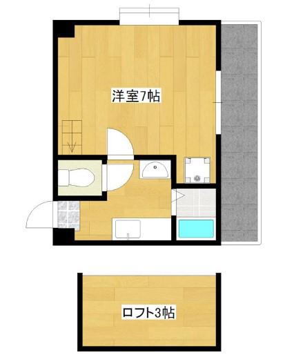 グランビュー武(1K/3階)の間取り写真