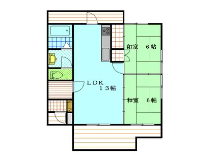 プロムナード湖東(2LDK/3階)の間取り写真