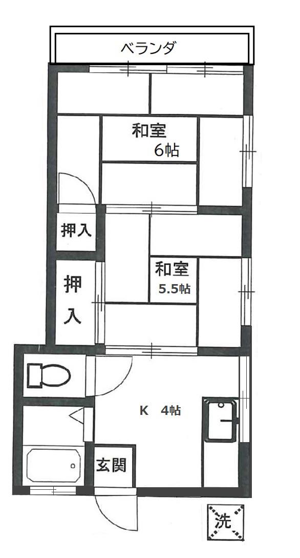 板東荘(2K/2階)の間取り写真