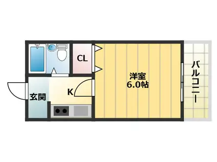 新栄プロパティー藤井寺(1K/2階)の間取り写真