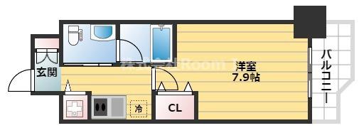 アーデン堺筋本町(1K/6階)の間取り写真