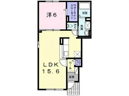 ＪＲ室蘭本線 東室蘭駅 徒歩54分 2階建 築12年(1LDK/1階)の間取り写真