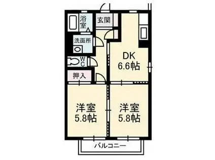 シャーメゾンMB庄内(2DK/1階)の間取り写真