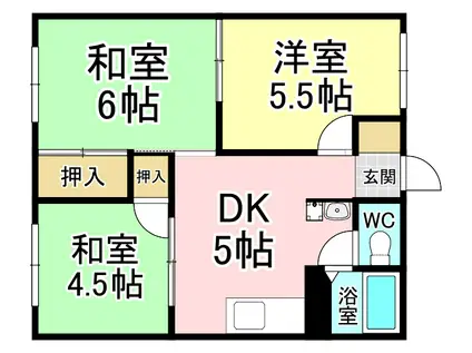 タウニィ熊西(3DK/2階)の間取り写真