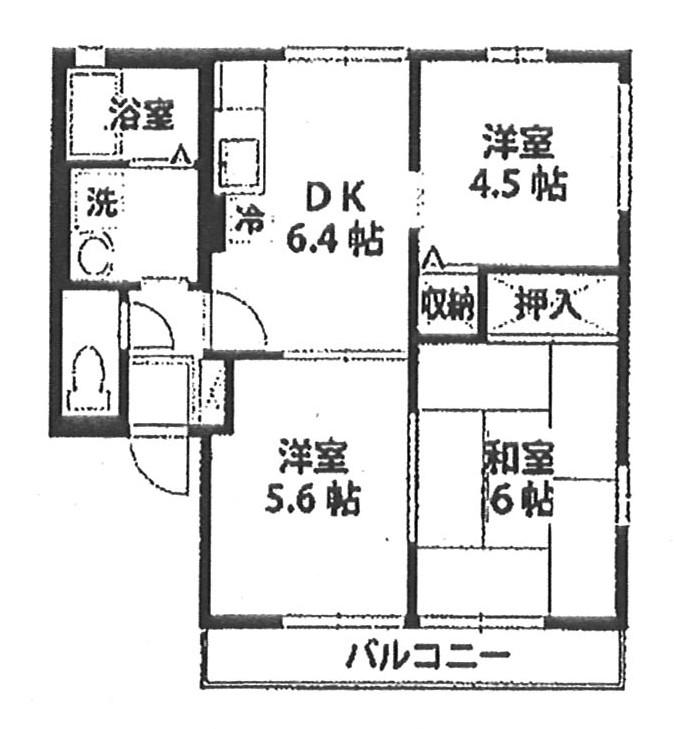 ハイブローE(3DK/1階)の間取り写真