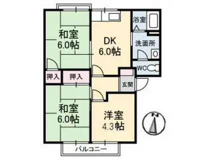 ハイツ乃木坂(3DK/2階)の間取り写真