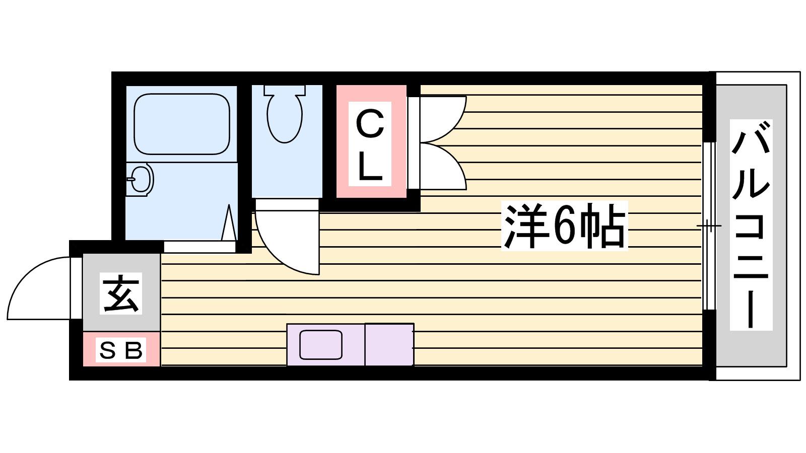 サンドミトリー(ワンルーム/1階)の間取り写真