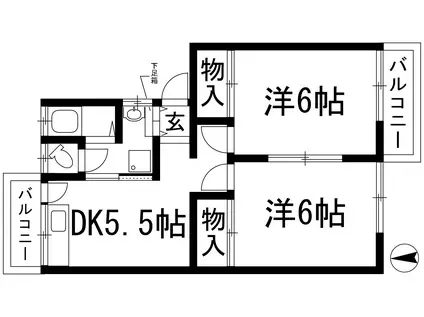 オレンジハイツ(2DK/2階)の間取り写真